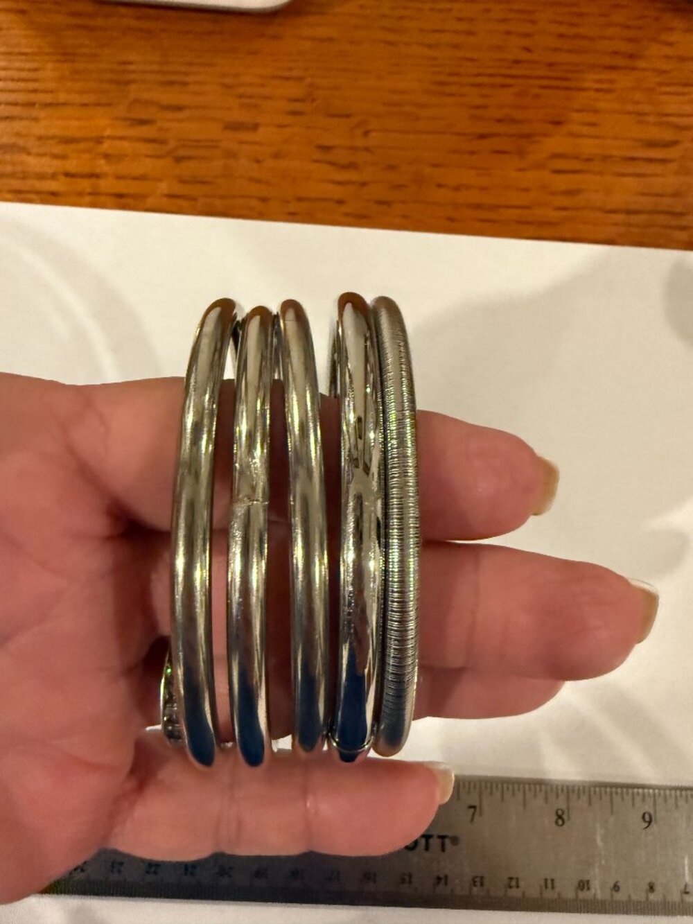 Set of 5 Silver Tone Coil Bracelets